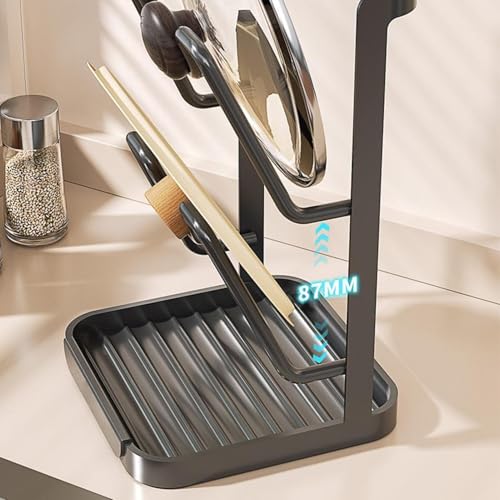 Support de Couvercles Multicouche Antidérapant - Range-Couvercles avec Repose-Spatule Intégré
