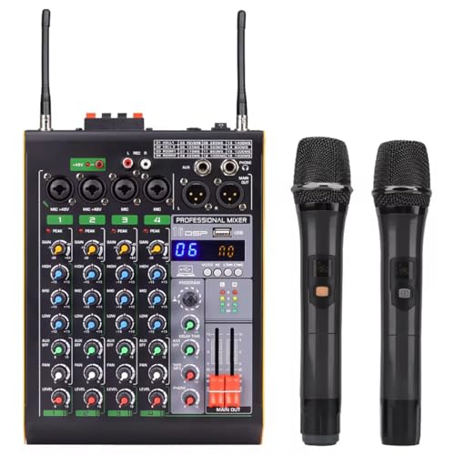 Mélangeur audio Bluetooth anti-interférence avec 2 micros sans fil
