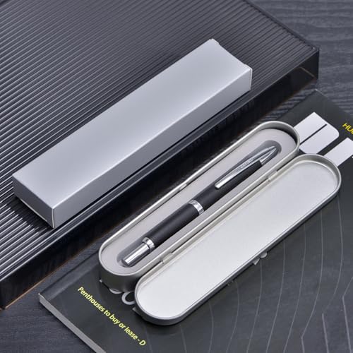 Image of Jinhao 10 Press Fountain Pen with Box, Wavy Matt Black Chrome Retractable Fine Nib with Converter Set (Silver Clip)