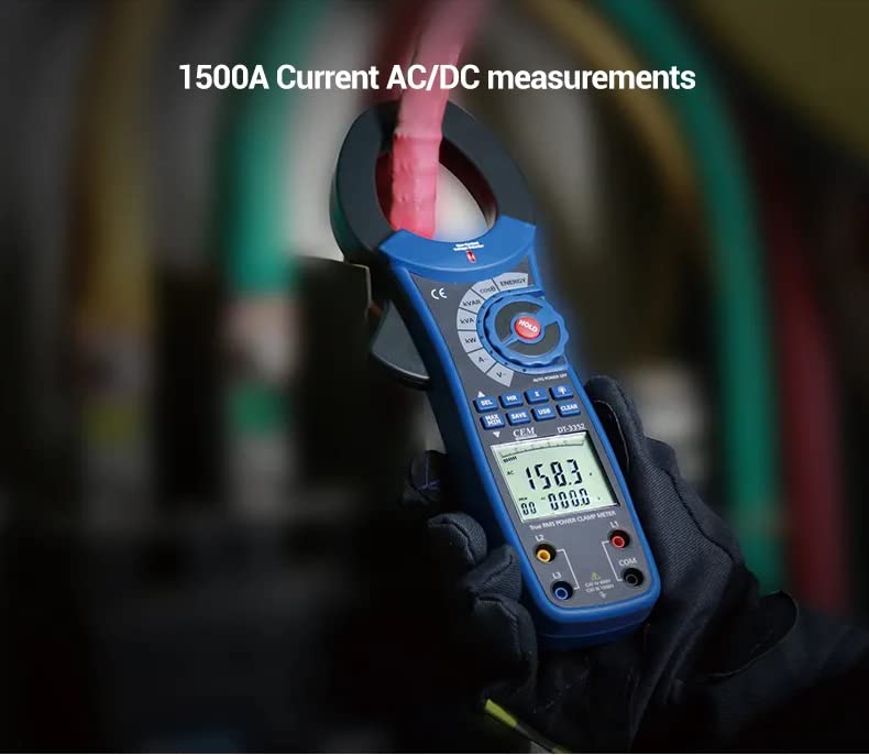 Current clamp Meter CEM DT-3352 40000 Count 1500A AC/DC 900.0kW high Voltage Clamp Meter Multimeter with Inrush Current Function(DT-3352)