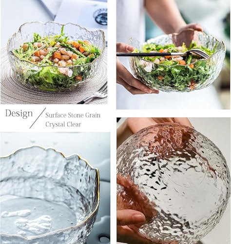 Image of ROXX - Mixing Bowls Glass Iceberg Clear Salad Bowl Shine, Salad Bowl Sets, Bowl, Kitchen Accessories Items, Serving Bowl, Snack & Soup, Mixing Bowl Dining Table - 1100 Ml