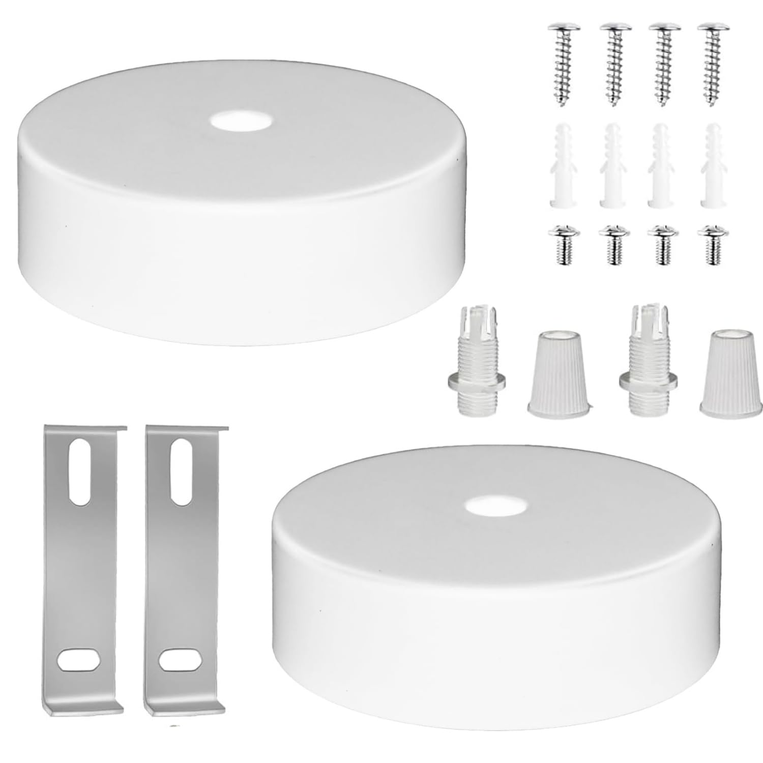 JFangZHZH 2 Pcs Light Canopy Kit,Industrial Fitting Canopy,80 x 25 mm,Metal Pendant Light Base Decorative,White Color Single Hole,for Pendant Light Light Wall lamp Chandelier