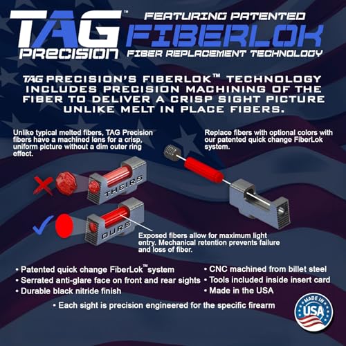 Image of TAG PRECISION Tactical Gun Sights Compatible with Beretta M9A4 & 92Xi | Compact Ultra-Bright Front & Rear Tactical Handgun Sights with Easy-to-Use FiberLok Technology