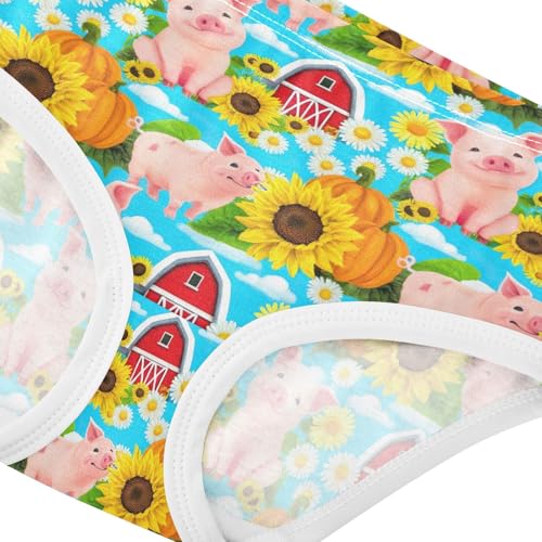 Joisal Cute Pigs Sunflowers Blue Panties for Girl Toddler Girls Underwear Cotton Colorful Undies Kids Briefs 2t4