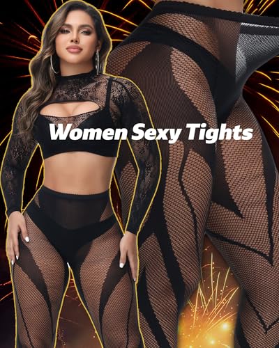 XIUSEMY Woman High Waist Patterned Tights Fishnet Stockings Curve Strips Pantyhose for Women3