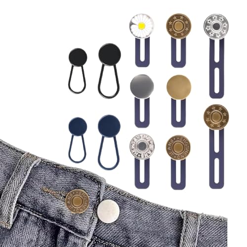 12 Stück Hosenerweiterung Schwangerschaft Elastische Hosenbunderweiterung für Damen und Herren Hosenknopf Verlängerung Knopfverlängerung für Hosen Jeans Hosen Verkleinern Clip Knopf Erweiterung Hose