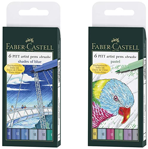 Image of Faber-Castell Pitt Artist B Extra Fine Pen Set - Pack Of 6 (Blue) Pitt Artist B Pen Set - Pack Of 6