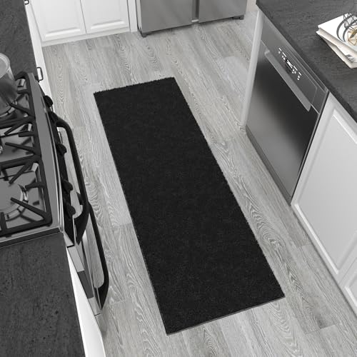 Tapete corredor Ottomanson Shag 3' x 8' negro miniatura 1