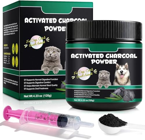 Activated Charcoal for Dogs & Cats – 120g Powder for Digestive Health & Normal Stool – Single Ingredient, Non-GMO, Gluten-Free Pet Supplement
