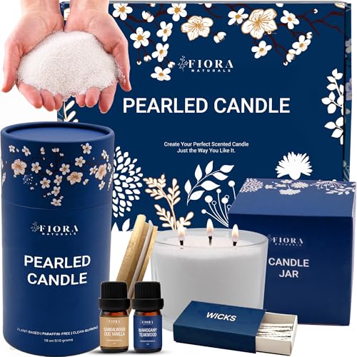 Pearled Candle Sand 18 oz Sand 30 Wicks 2X Fragrance Oil Glass Jar