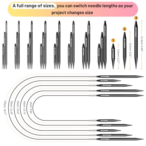 Image of Katech Interchangeable Knitting Needles Set-27pcs Circular Knitting Needles