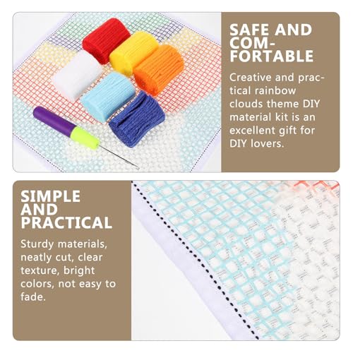 Kit para hacer alfombras de gancho manualidades hogar DIY arcoíris 4