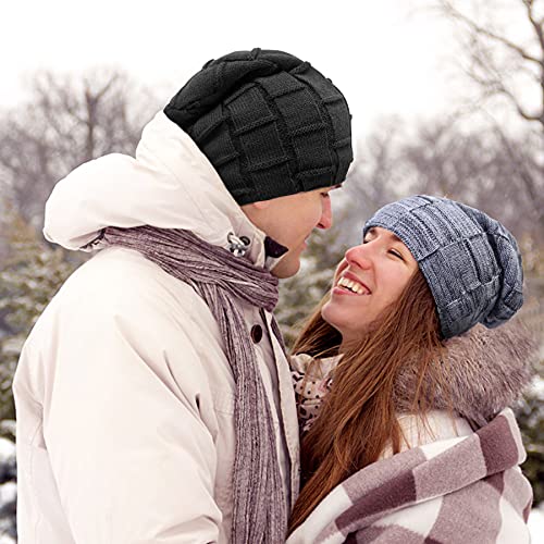 2pezzi Cappello Uomo Invernali, Berretto Uomo Caldo in Maglia, Beanie Sportivi all'Aperto - Image 8