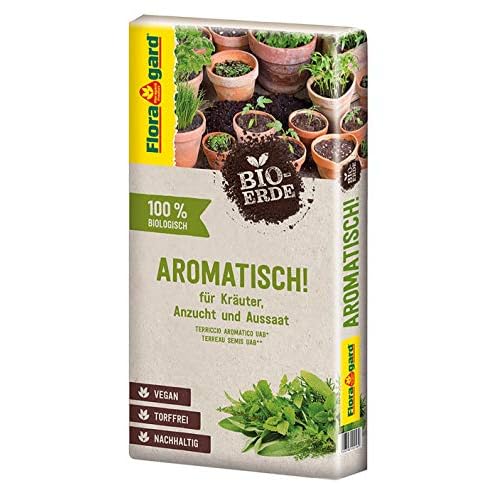 COMPO SANA Anzucht- und Kräutererde mit 6 Wochen Dünger für alle Jung- und Kräuterpflanzen, Kultursubstrat, 20 Liter, Braun 4 Floragard Bio-Erde Aromatisch 1x40 Liter - für Anzucht und Aussaat sowie für Kräuter - torffrei und vegan