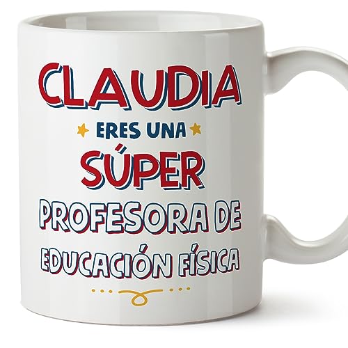 MUGFFINS Tazas Personalizadas para PROFESORA DE EDUCACIÓN FÍSICA mujer - En Español - Eres Súper - 11 oz / 330 ml - Regalo Personalizable original y divertido