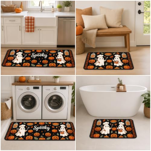 Brlulili Halloween Kitchen Mats Set of 2 Non Slip Spooky Bakery Runner Rugs - image 7