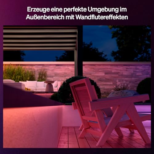 Philips Hue Flux Outdoor 10-Meter Mehrfarbiger LED-Lightstrip, 3000 lm LED Streifen, farbiges LED Lichtband, Flexible Außenbeleuchtung, Chromasync™-Farbmischung, wetterfest, App- und Sprachsteuerung