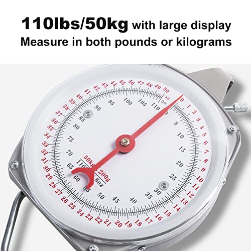 Yogayet JANIE-E11017 Mechanical Hanging Scales 110Lb/50Kg, High Accuracy Spring Dial Weight Scale For Kitchen Fishing Hunting Farms thumb #2