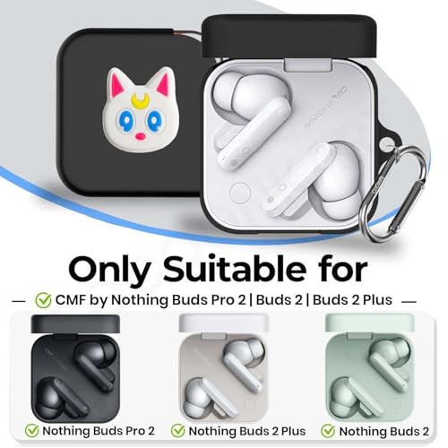 Image of Soft Silicone Case Cover for CMF by Nothing Buds Pro 2 | Buds 2 | Buds 2 Plus (White Cat)
