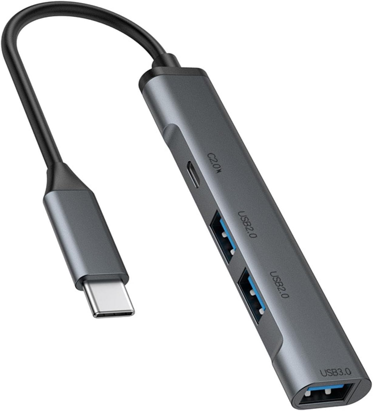 Kanget® 4 in 1 Portable USB C Hub (Type-C to 4 USB-A Ports) with Aluminium Shell, USB Port Hub 3.0 Compatible for PC, Tablet, and Smartphone – White