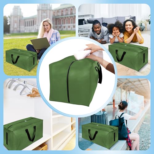 Image of HOMESURE 8 Pack Large Strong Moving Bags with Zippers & Carrying Handles - Water-Resistant - Heavy Duty Storage Tote for Space Saving, Fold Flat, Alternative to Moving Box (Olive Green)