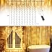 Ollny LED Lichtervorhang 2x2m, 200 LEDs Lichtervorhang Innen Stecker warmweiß 8 Modi mit Timer & Dimmbar, Lichterkette Vorhang Fenster, IP44 für Außen Ramadan Deko Hochzeit Party Wand Balkon