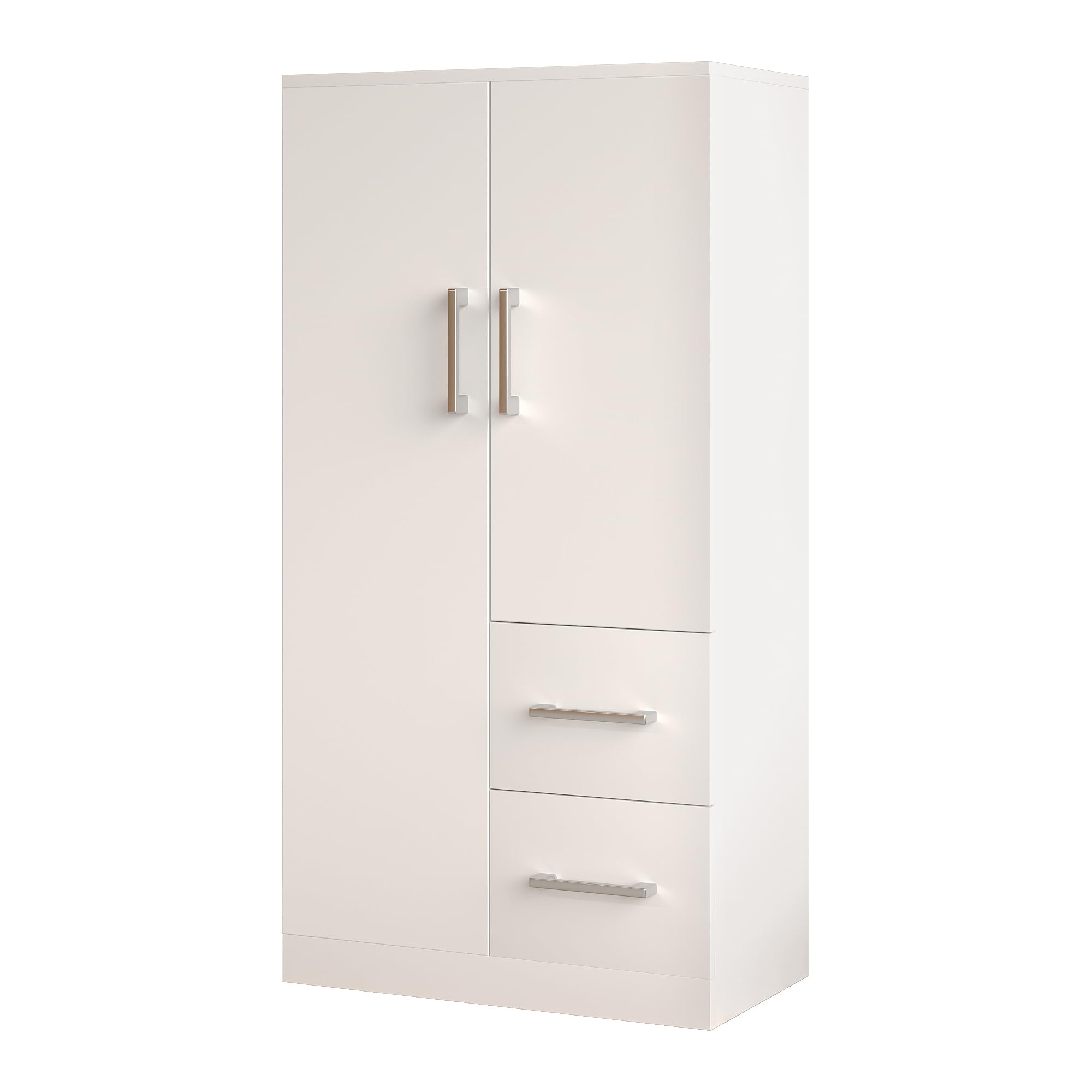 Armario infantil con 2 puertas y cajones, armario pequeño, compacto, 70 x 40 x 135 cm (blanco)