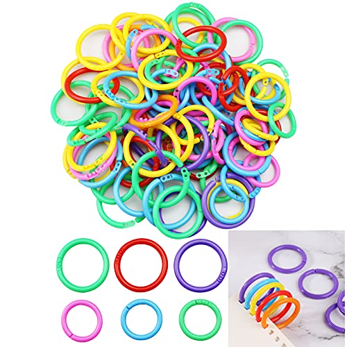hocadon 100 Piezas Anillas de Libro Encuadernar Colores, Anillas de Carpetas Hojas Sueltas de Plástico, Anillo Carpeta Libro de 20mm/28mm para Conector Hoja Suelta, Documento, Album Recortes Artesanal