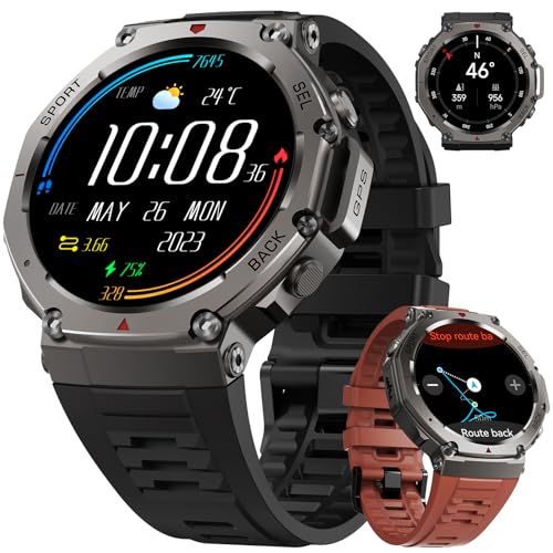 LIGE GPS Montre Connectée Homme 48mm,Boîtier en Alliage,5ATM Étanche Montre de Sport avec 110+ Mode Sport/Surveillance du Sommeil/de la Santé,Ecran Amoled,20 Jours...