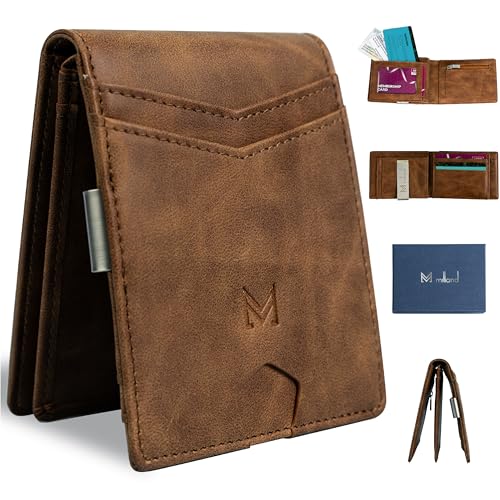 Milland Premium Minimalist Men's Wallet with RFID Blocking, Money Clip, and Card Holder - Elegant Gift Box (Bi-Fold Wallet, Carbon Blue & Black)4