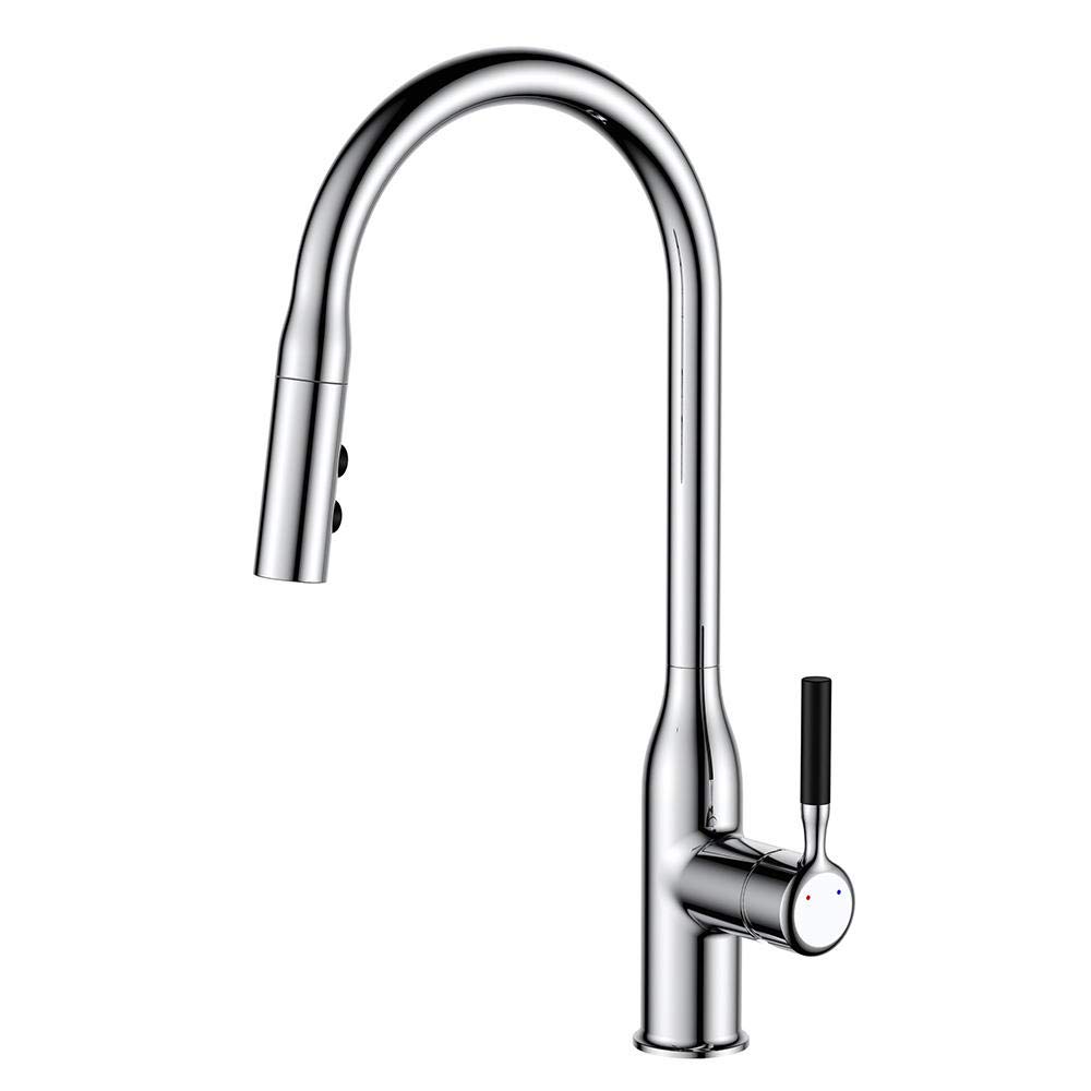 Robinet d'eau chaude et froide à tirage rotatif double fonction pour grand évier