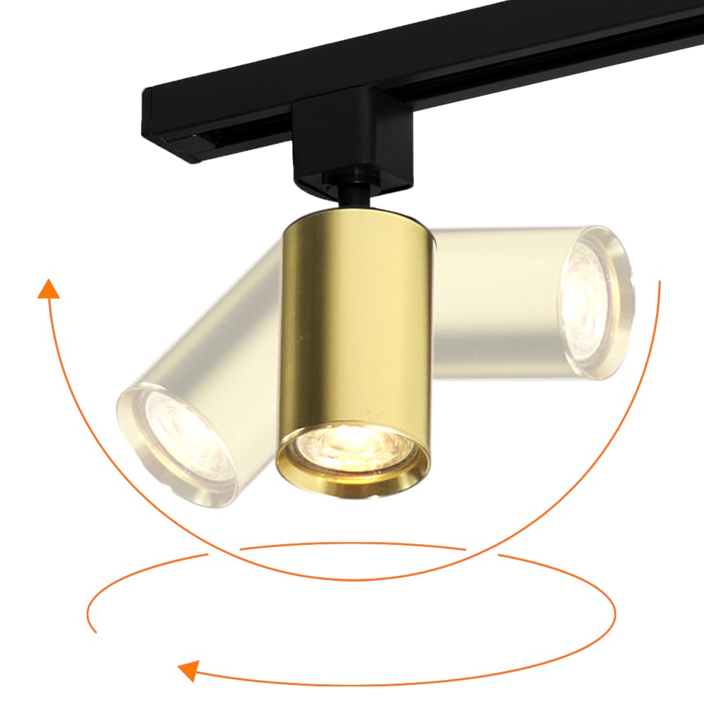 Qub Focus III Monophasé Luminaire Plafonnier LED – 100cm - 3x GU10 Spot Sur Rail - 1x 1m Barre de Spot Plafond – I-Form - Plafonnier intérieur Noir/Or Moderne – Spots et Rails de Spots