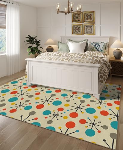 Tapete Retro para Sala y Dormitorio 3x5 ft Amarillo Antideslizante miniatura 3