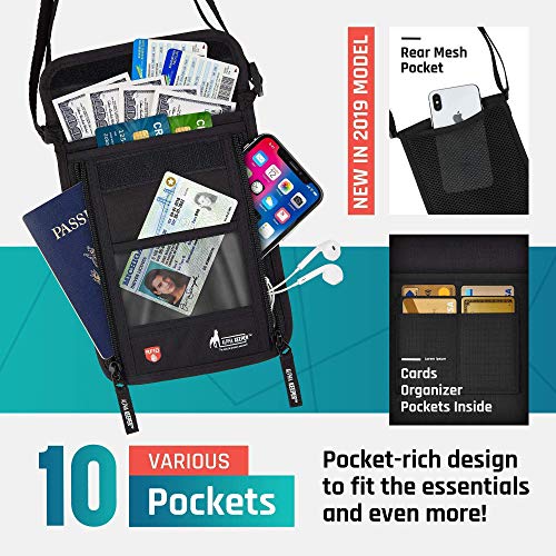 Travel-neck-wallet-RFID-passport-holder-for-women-and-men-Includes-2-Luggage-tags-NEW-MODEL