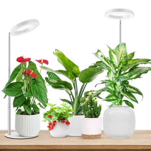 Image of Aokrean Grow Lights for Indoor Plants, Full Spectrum Plant Lights for Indoor Growing, 9.8 inch-37.4 inch Height Adjustable Desk Grow Lamp with Auto Timer 6 /12 /16Hrs, 3 Optional Spectrums, 5 Brightness,2 Pack