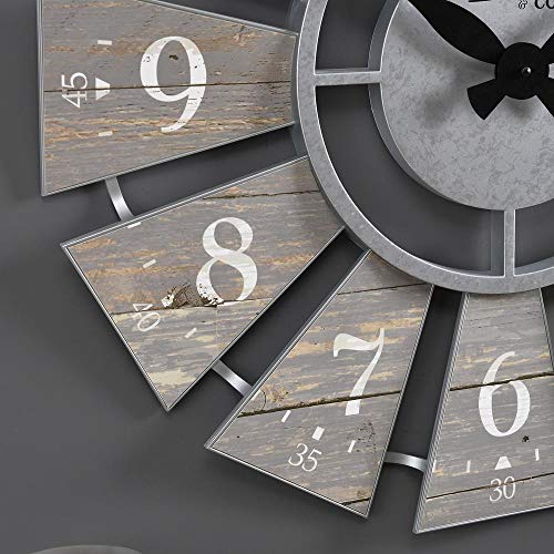 Firstime & Co. 31150 Gray Numeral Windmill Wall Clock, Large Vintage Decor For Living Room thumb #1