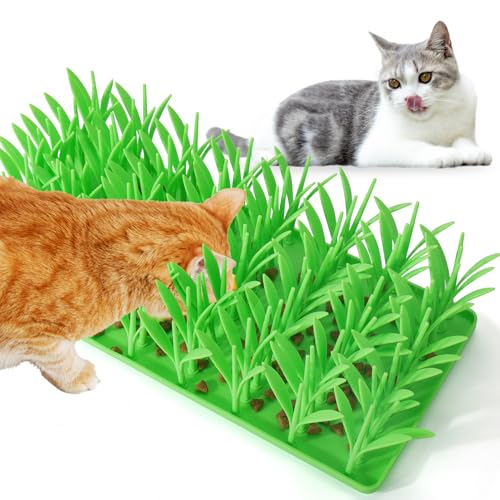 Palksky Silicone Grass Mat for Cats, Slow Food Cat Grass Mat for Indoor Cats, Foraging Snuffle Mat...
