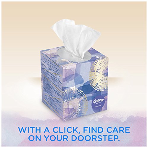Image of Kleenex Ultra Soft Facial Tissues, Medium Count Flat, 170 ct, 6 Pack. Designs May Vary
