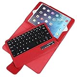 Keyboard Case for iPad Mini 1 2 3 4 5 with Detachable Wireless Keyboard, Ultra Slim PU Leather Folio Stand Cover for iPad Mini1/2/3/4/5, Red