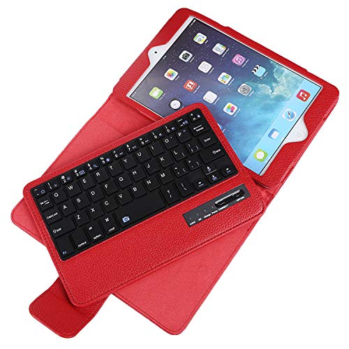 70% Off Discount Keyboard Case for iPad Mini 1 2 3 4 with Detachable Wireless Keyboard, Ultra Slim PU Leather Folio Stand Cover for iPad Mini1/2/3/4, Red
