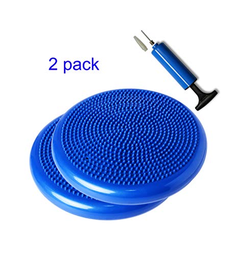 SueSport 2 Pack Air Inflated Stability Wobble Cushion, Balance Disc, Twist Massage, 14
