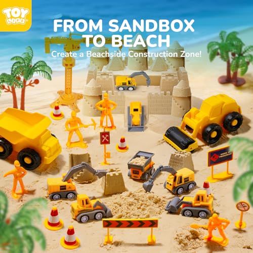 TOY Life 38-Piece Construction Sand Kit with Foldable Sandbox, Ages 3+ - image 4