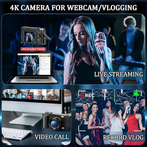 Appareil Photo Numérique 4K UHD Autofocus avec Carte 32G, Caméra de Vlogging 48 MP avec écran Rabattable à 180° et Lentille UV, Appareil Photo Compact pour Adolescents, Débutants, Adultes – Image 5