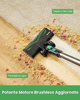 Vactidy V9 Aspirapolvere Senza Fili, 30KPa Scopa Elettrica Senza Fili, 250W Motore Brushless con Batteria Rimovibile, 45 Minuti Autonomia per Peli Animali/Tappeti/Pavimenti