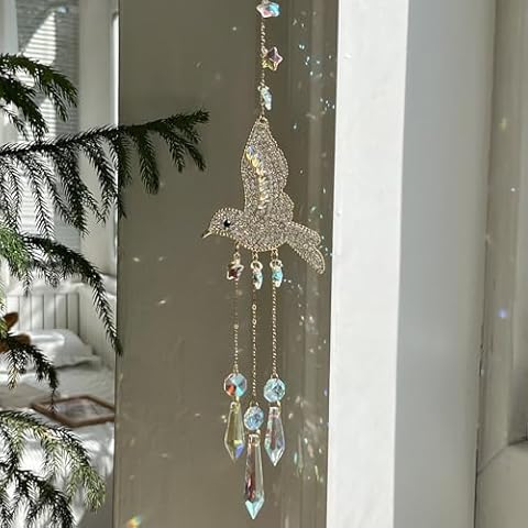 Sun Catchers with Crystals,Bird Window Hanging Ornament,Rainbow Maker,Crystal Prism Suncatcher,Outdoor Indoor Home Garden Decoration Gifts.(Strip) Cover