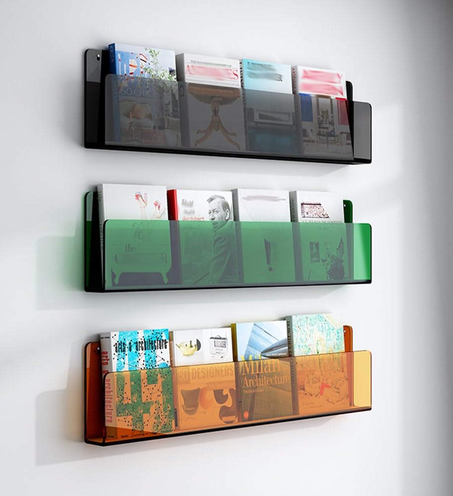 Lot de 2 porte-revues mural en acrylique pour journaux, 2, 3, supports de brochures, livres de bandes dessinées, organiseur pour la maison, le bureau, vert, 120 C