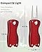 GreenHaven 2 Pack Golf Divot Repair Tool for Golfers Foldable Metal Green Tool with Magnetic Putt Alignment Ball Marker Pop-up Fork Tine with Sturdy Aluminum Alloy Handle, Red