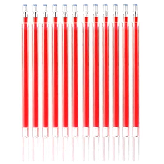 Gemsy 25 pcs Heat Erasable Fabric Refills Patchwork Marking Sew Pens High Temperature Disappearing Ink Fabric Markers for Embroidery Cross Stitch Hand Craft- Red Color (25)