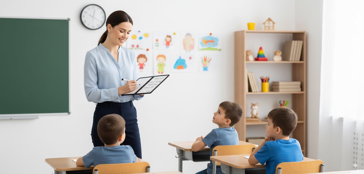 MandA® PIZARRA BLANCA pequeña | CUADERNO Pizarra PLEGABLE, BORRABLE y PORTÁTIL | Pizarra MAGNÉTICA | 2 x A5 + 11 Rotuladores + Gamuza - Cuaderno de pizarra | INFANTIL | OFICINA | ESTUDIAR | Azul