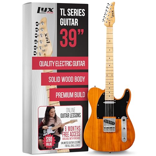 LyxPro 39&rdquo; Electric Guitar TL Series, Full-Size Paulownia Wood Body, 3-Ply Pickguard, C-Shape...